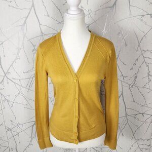 Banana Republic Yellow Cotton Blend Knit Button Front Cardigan